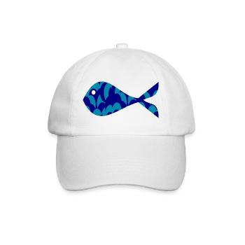 FISCH. GEDÄCHTNIS. SARDINE. APRILSCHERZ. MEER - Baseballkappe - Weiß/Weiß - Vorne