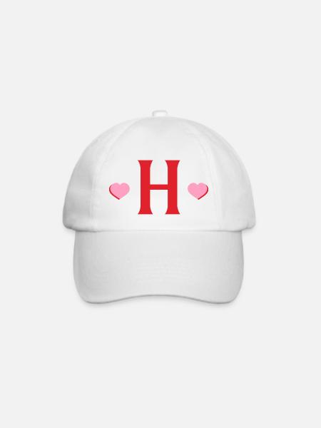 Buchstabe h rote Herzen - Baseballkappe - Weiß/Weiß