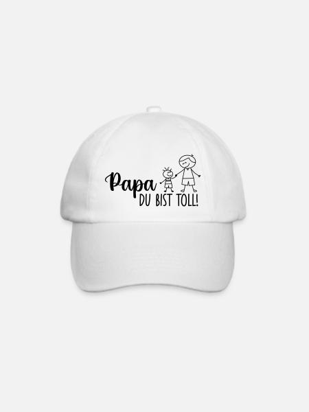 Papa Papi Vater Tochter Sohn Vatertag Männer Shirt - Baseballkappe - Weiß/Weiß