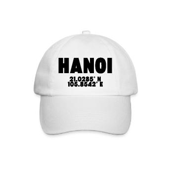 Hanoi - Design mit Koordinaten - Baseballkappe - Weiß/Weiß - Vorne