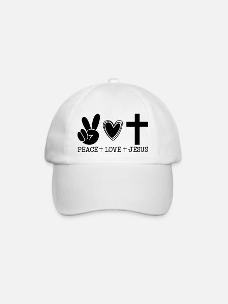 Friede, Liebe & Jesus - Baseballkappe - Weiß/Weiß