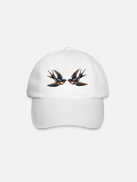 Schwalben – Rockabilly - Baseballkappe - Weiß/Weiß