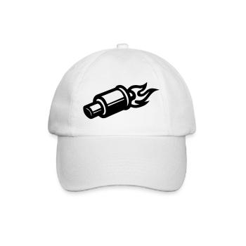 Auspuff Symbol Tuning - Baseballkappe - Weiß/Weiß - Vorne