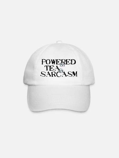 Powered by Tea & Sarcasm - Baseballkappe - Weiß/Weiß