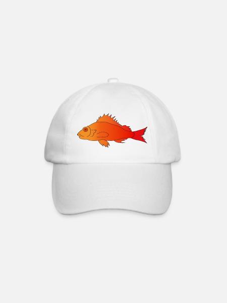 Fisch mit Zackenflosse - Baseballkappe - Weiß/Weiß