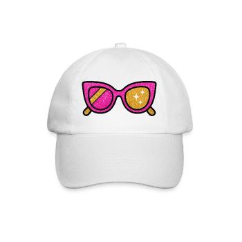 Glitzernde Rosa Sonnenbrille mit Sternen - Baseballkappe - Weiß/Weiß - Vorne
