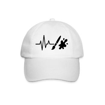 Farbrolle Herzschlag Linie DIY Maler Design - Baseballkappe - Weiß/Weiß - Vorne