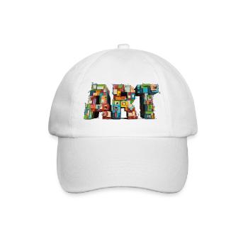 Buntes Pixel ART Motiv im Retro Look - Baseballkappe - Weiß/Weiß - Vorne