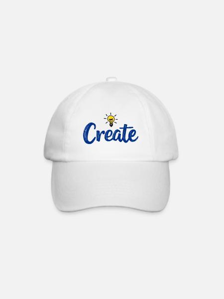 Create Schriftzug mit leuchtender Glühbirne - Baseballkappe - Weiß/Weiß