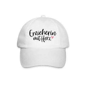 Erzieherin mit Herz | Dankeschön Geschenk Kita - Baseballkappe - Weiß/Weiß - Vorne