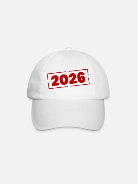 2026 Stempel Jahr - Baseballkappe - Weiß/Weiß