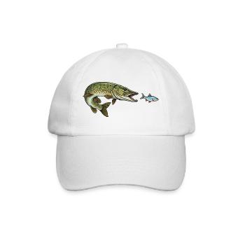 Hecht jagt Fisch - Baseballkappe - Weiß/Weiß - Vorne