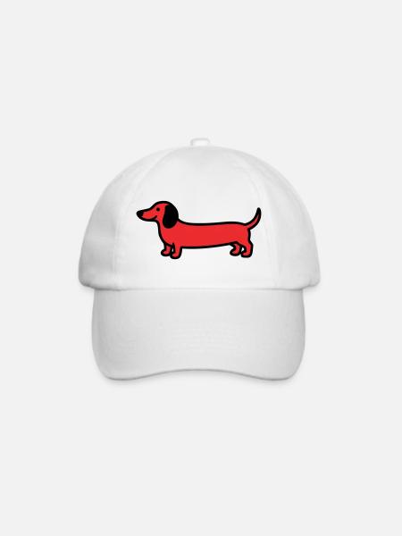Jagdhund Dackel Profil Vektor - Baseballkappe - Weiß/Weiß
