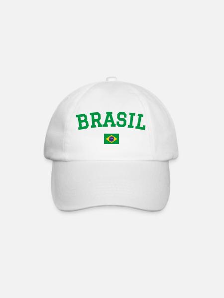 Brasilien Flagge Design Grün - Baseballkappe - Weiß/Weiß
