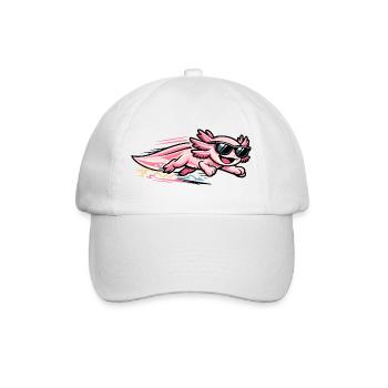 Pinkes Axolotl mit Sonnenbrille - Baseballkappe - Weiß/Weiß - Vorne