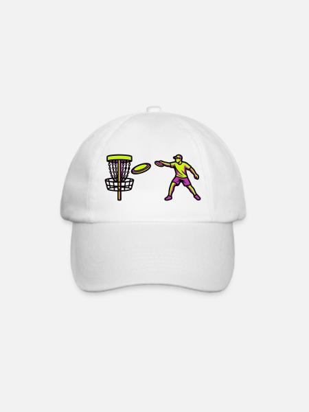 Discgolf Spieler Wurf Grafik - Baseballkappe - Weiß/Weiß