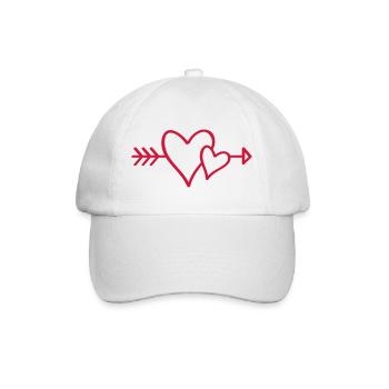 Herzpfeil Minimallinie - Baseballkappe - Weiß/Weiß - Vorne
