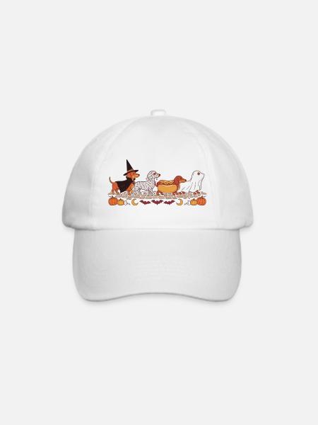 Halloween-Dackel - Baseballkappe - Weiß/Weiß