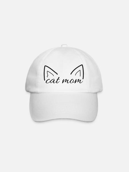 Minimalistische Katzenohrlinien-Kunst - Baseballkappe - Weiß/Weiß