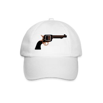 Revolver Pistole Western Icon - Baseballkappe - Weiß/Weiß - Vorne