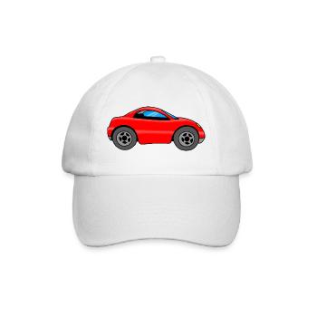 Auto Kinder, rotes Auto - Baseballkappe - Weiß/Weiß - Vorne