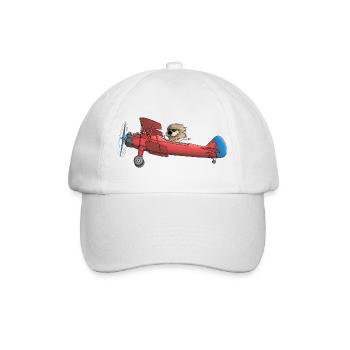 Knuffiger Löwe im Flugzeug - Baseballkappe - Weiß/Weiß - Vorne