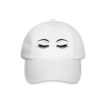 closed women eyes - Baseballkappe - Weiß/Weiß - Vorne