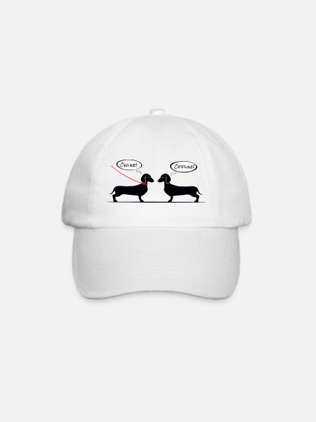 Dackel online, Teckel offline - Dachshund Shirt - Baseballkappe - Weiß/Weiß