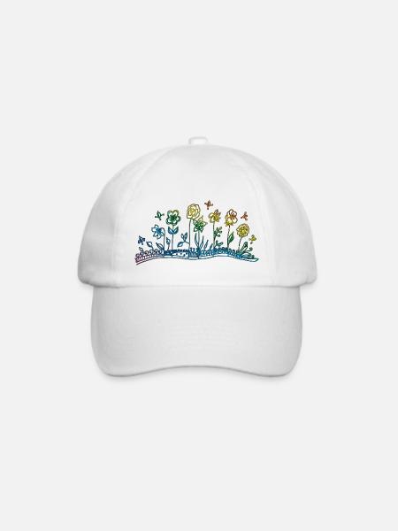 Bunte blumen - Baseballkappe - Weiß/Weiß