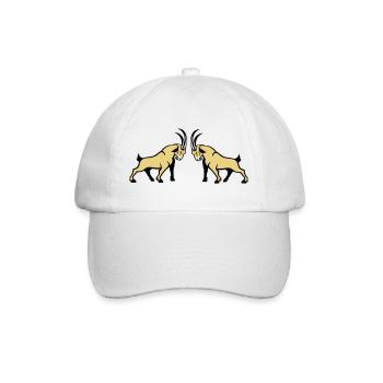 Steinbock Beige Doppelbull Symmetrie - Baseballkappe - Weiß/Weiß - Vorne
