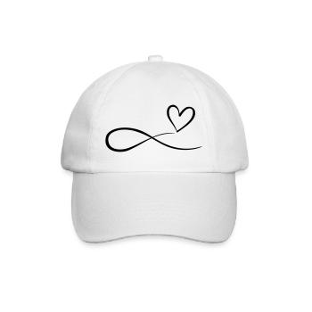 Herz Schnörkel Infinity Symbol Unendlichkeitsymbol - Baseballkappe - Weiß/Weiß - Vorne
