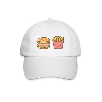 Süßer Burger und Pommes, perfekt zusammen - Baseballkappe - Weiß/Weiß - Vorne