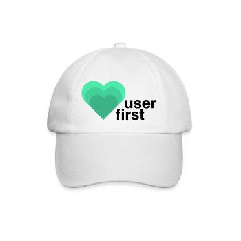 UX Designer T-Shirt, User first, Grün - Baseballkappe - Weiß/Weiß - Vorne