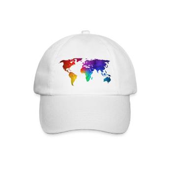 Weltkarte/Globe-Design mit funky RegenbogenFarbe - Baseballkappe - Weiß/Weiß - Vorne