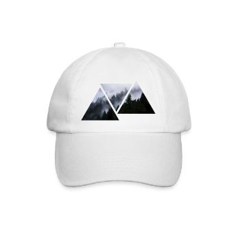 Tannenwald und Wolke Alpen leewarddesign - Baseballkappe - Weiß/Weiß - Vorne