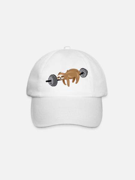 Faultier Kraft fitness gym gweichte sport symbol - Baseballkappe - Weiß/Weiß