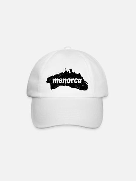 Menorca Silhouette T-Shirt mit Schriftzug - Baseballkappe - Weiß/Weiß