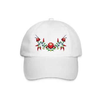 Ungarische Volkskunst Blumen ungarische Paprika - Baseballkappe - Weiß/Weiß - Vorne
