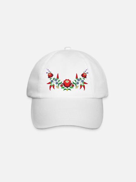 Ungarische Volkskunst Blumen ungarische Paprika - Baseballkappe - Weiß/Weiß