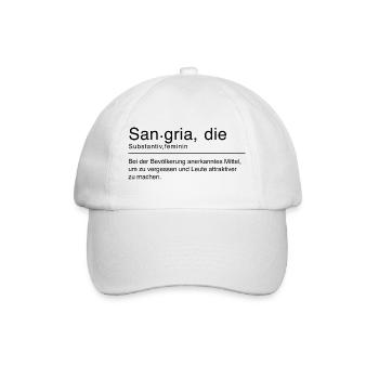 Sangria Duden Spruch Lustig Schwarz - Baseballkappe - Weiß/Weiß - Vorne