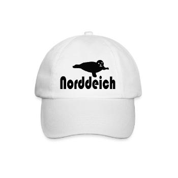Norddeich mit Seerobbe - Baseballkappe - Weiß/Weiß - Vorne