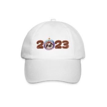2023 Silvester Neujahr Jahreswechsel Faultier - Baseballkappe - Weiß/Weiß - Vorne