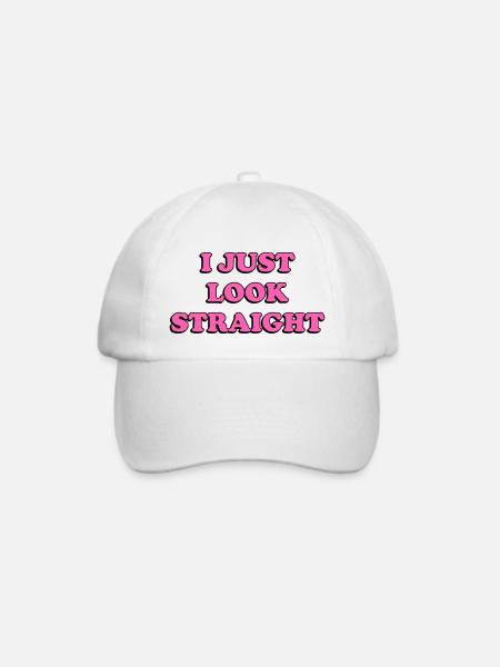 I Just Look Straight Funny Gay Pink - Baseballkappe - Weiß/Weiß
