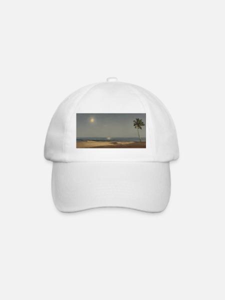 Palmen und Gras bei Nacht mit Mond - Art Design - Baseballkappe - Weiß/Weiß