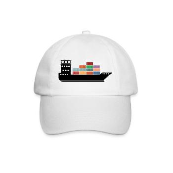 Seecontainerschiff oder Boot mit Containern - Baseballkappe - Weiß/Weiß - Vorne