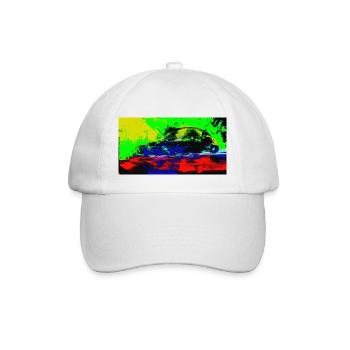 Neon Abstract Retro Car Design Coop Artist BiBi-2 - Baseballkappe - Weiß/Weiß - Vorne