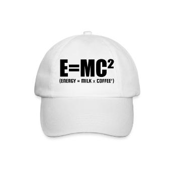 E=MC² (ENERGIE = MILCH x KAFFEE²) - Baseballkappe - Weiß/Weiß - Vorne