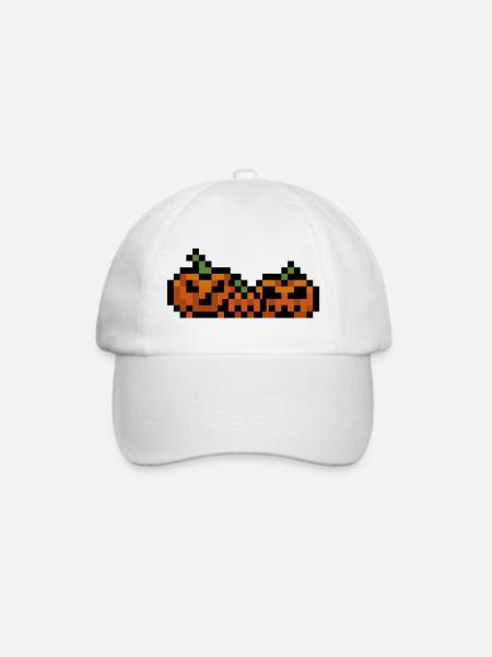 Pixel Kürbis Retro 8Bit Design - Baseballkappe - Weiß/Weiß