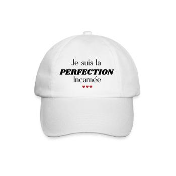 Ich bin die fleischgewordene Perfektion - Baseballkappe - Weiß/Weiß - Vorne