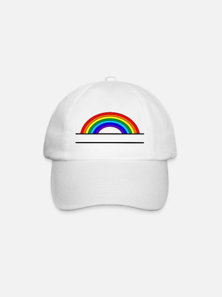 Regenbogen-Namensbanner - Baseballkappe - Weiß/Weiß